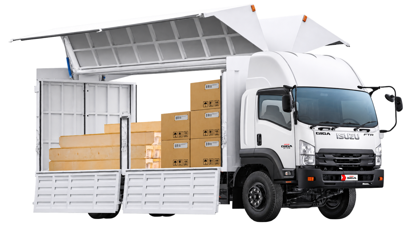 Truck Isuzu GIGA FTR warna putih, tampak samping