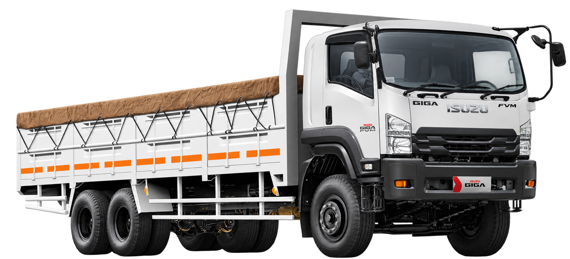 Truck Isuzu GIGA FVM warna putih, tampak samping